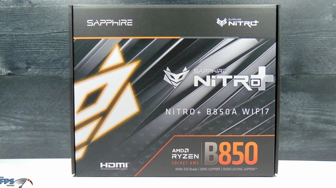 Sapphire Nitro+ B850A WiFi 7 Motherboard-Box vorne