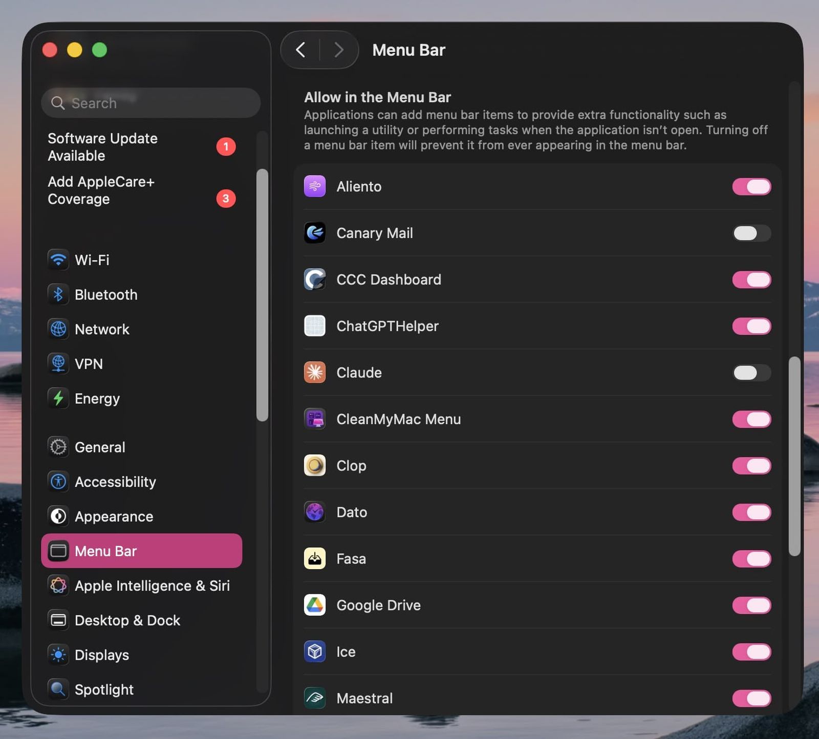 allow menu bar tahoe