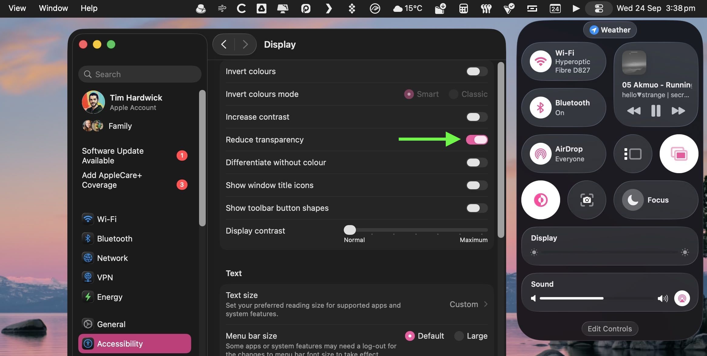 macos reduce transparency