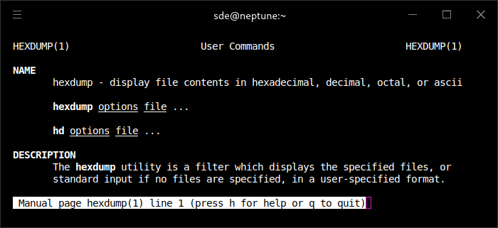hexdump man page