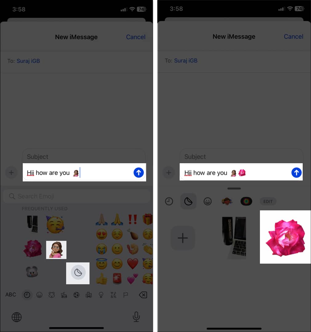 Using a sticker as an emoji in the iphone messages app