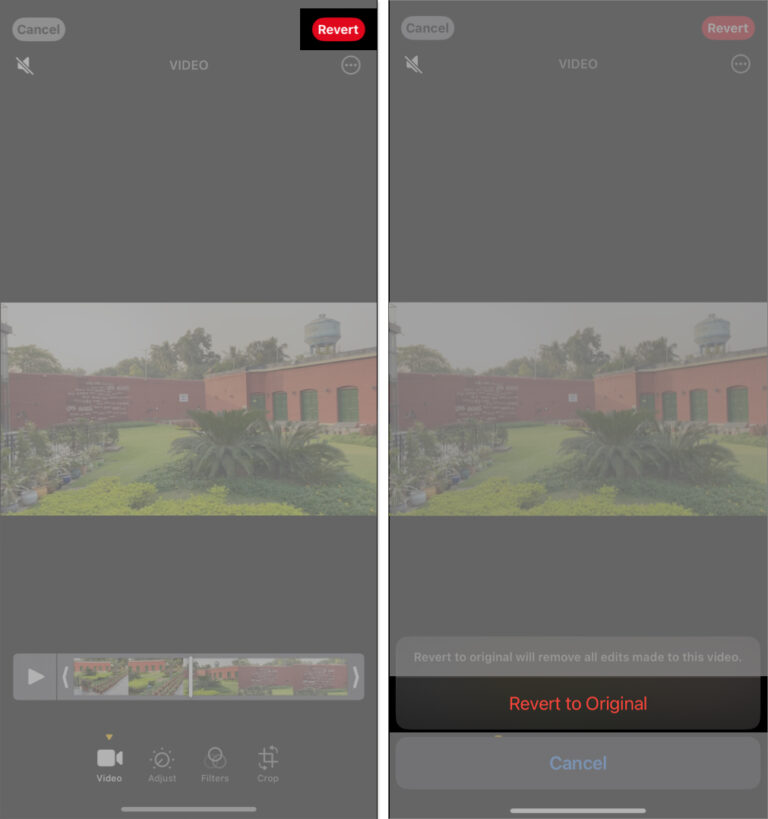 Reverting a video to its original state on iphone